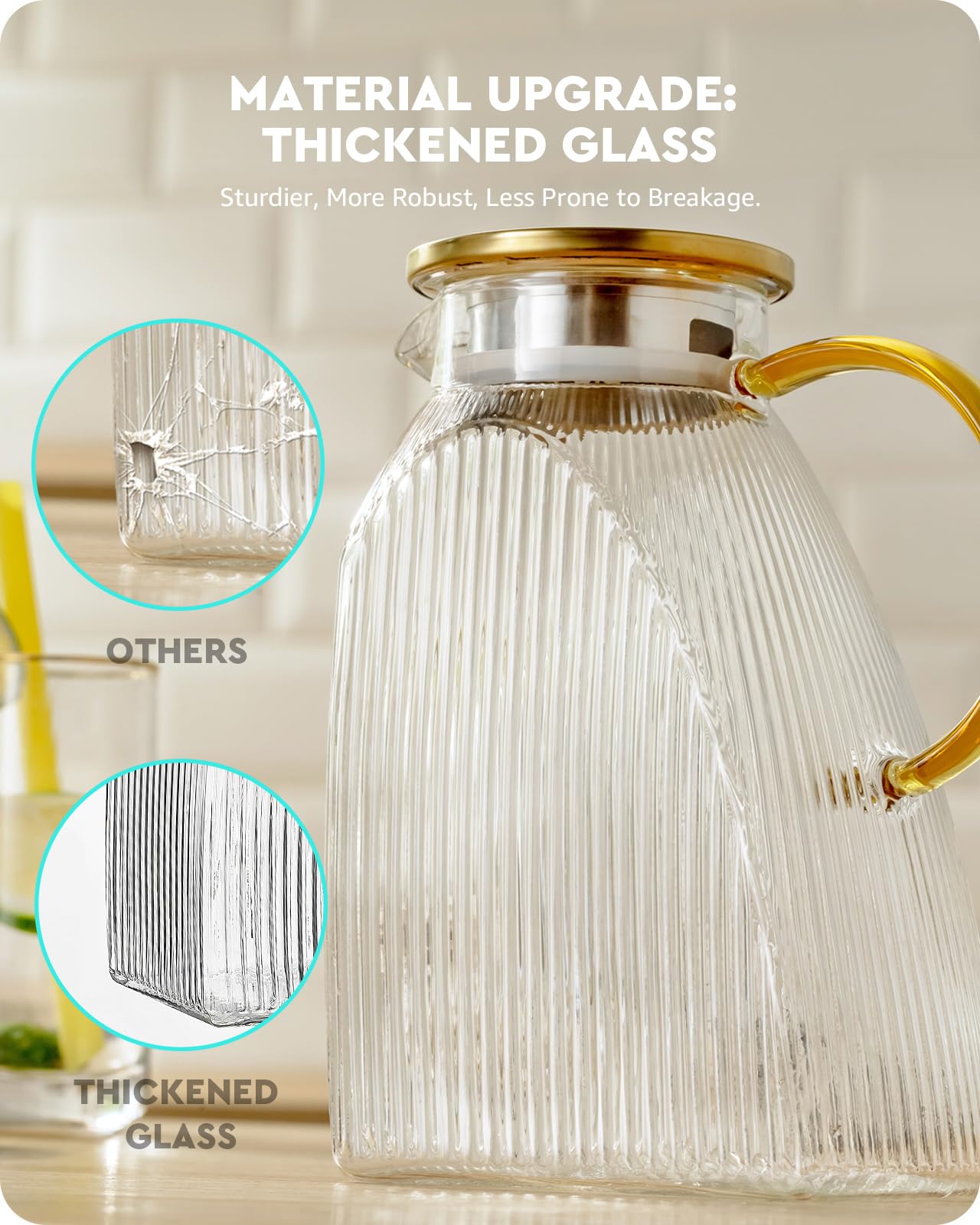 Baffect golden handle and electroplated lid detail adding refined appeal