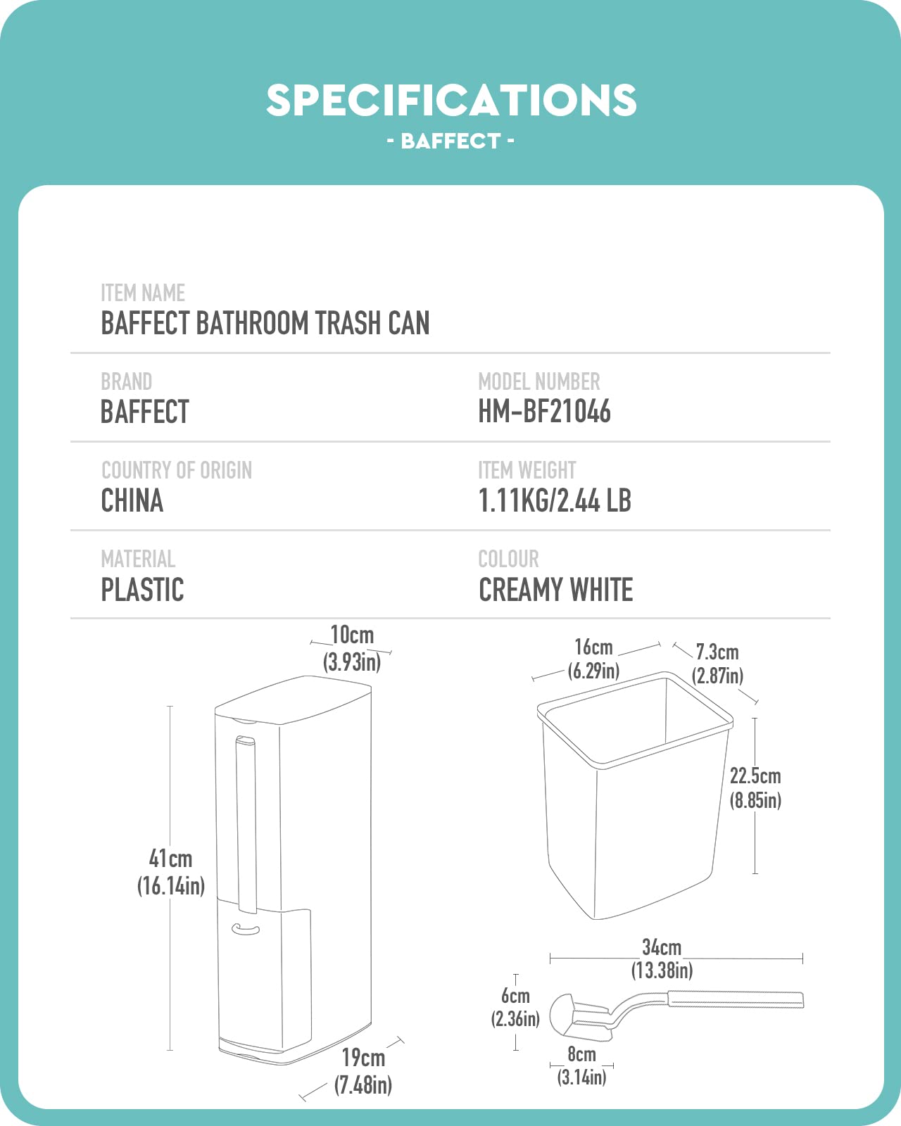 Baffect unit placed in bathroom corner demonstrating organized look
