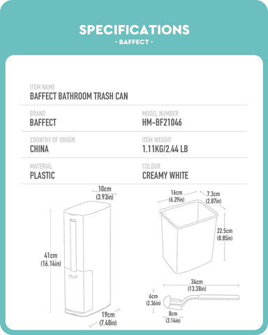 Baffect unit placed in bathroom corner demonstrating organized look
