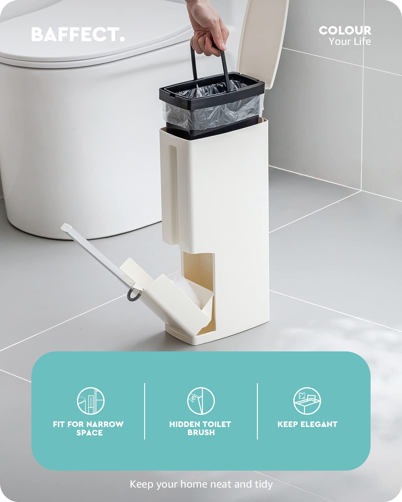 Baffect removable inner bin lifted out for easy emptying and cleaning