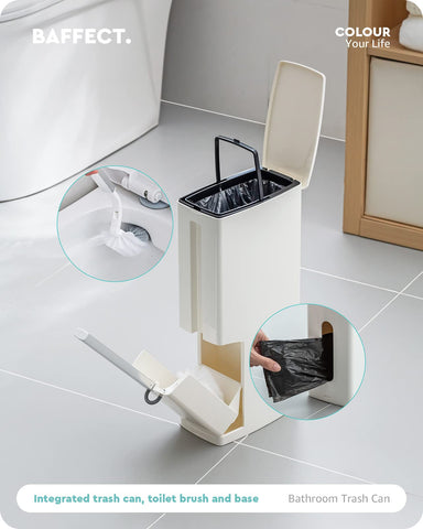 Baffect toilet brush in concealed holder for tidy, hygienic storage