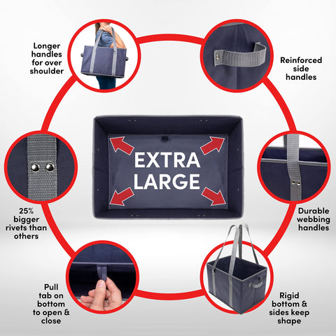 BAG-THAT! handle and larger rivet detail for durable carrying strength