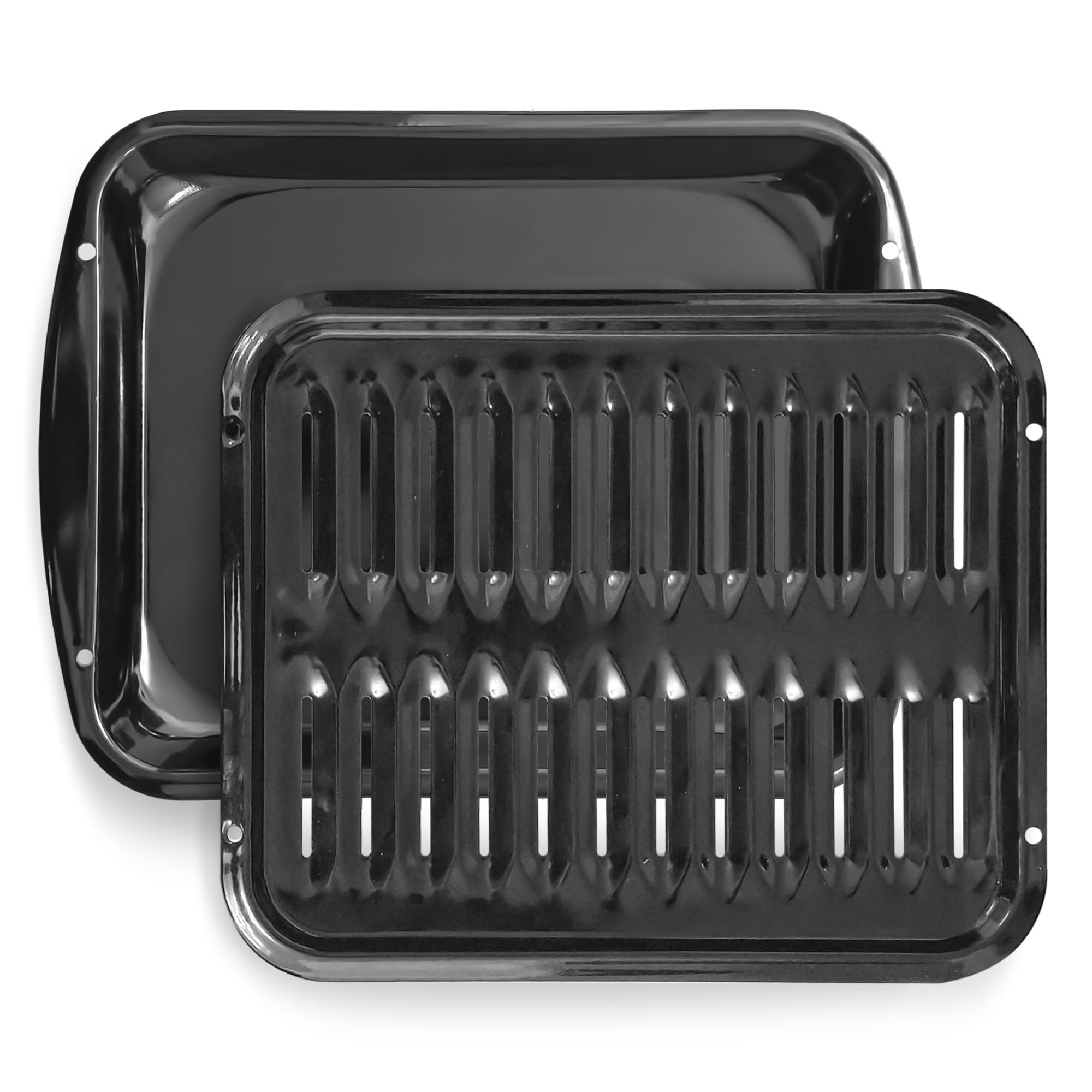 Bagean broiler pan front view shows sturdy porcelain finish and oven-ready build benefits