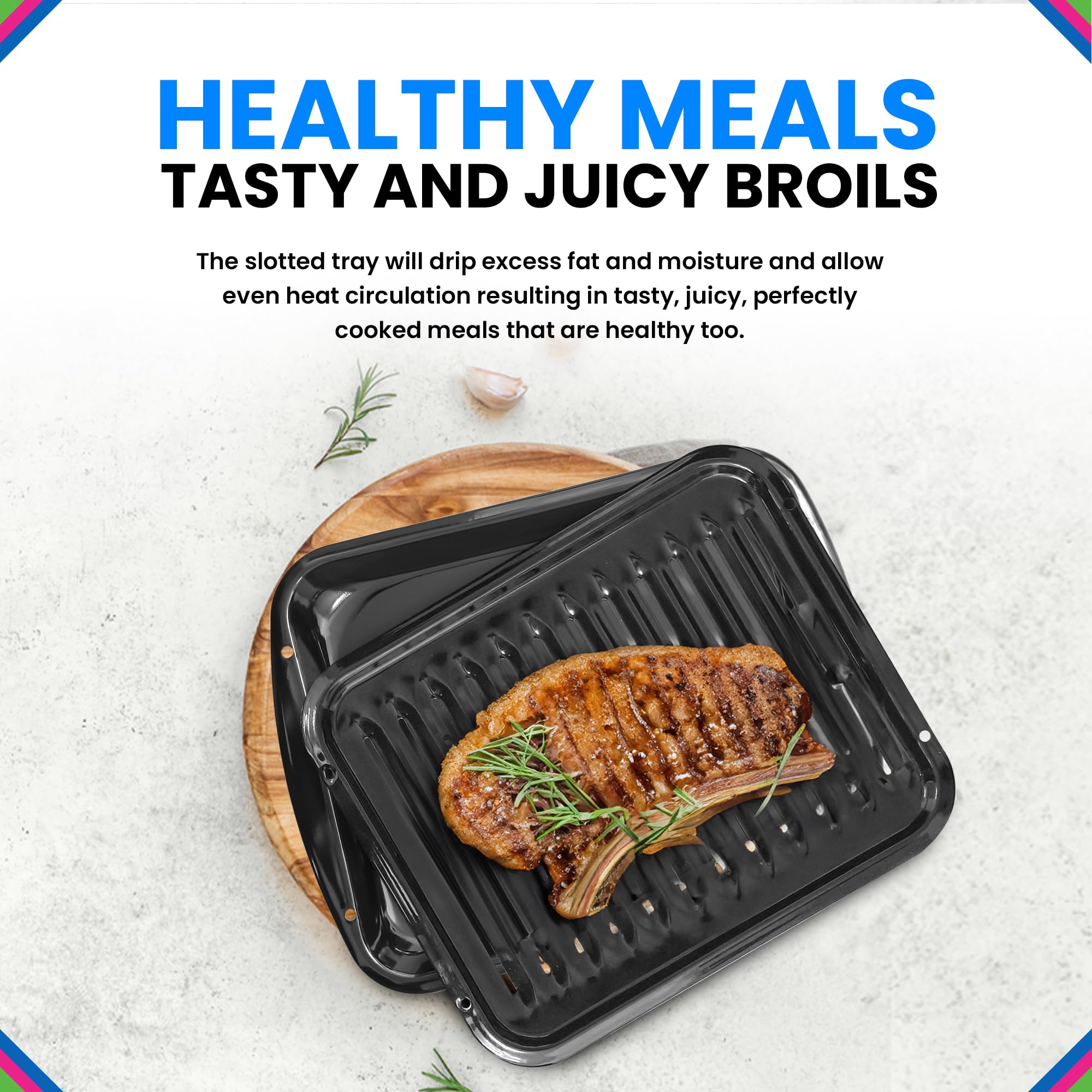 Bagean broiler pan in oven demonstrating fit and high-heat broiling performance