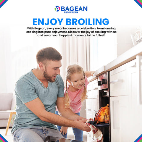 Bagean broiler pan served food lifestyle shot showing crisp results and easy cleanup