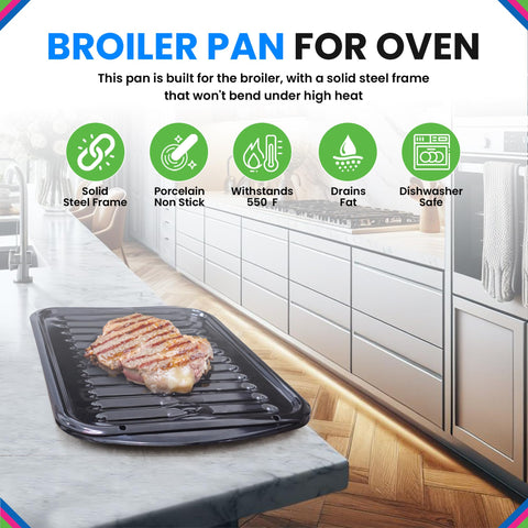 Bagean broiler rack closeup highlights raised design for even browning and airflow