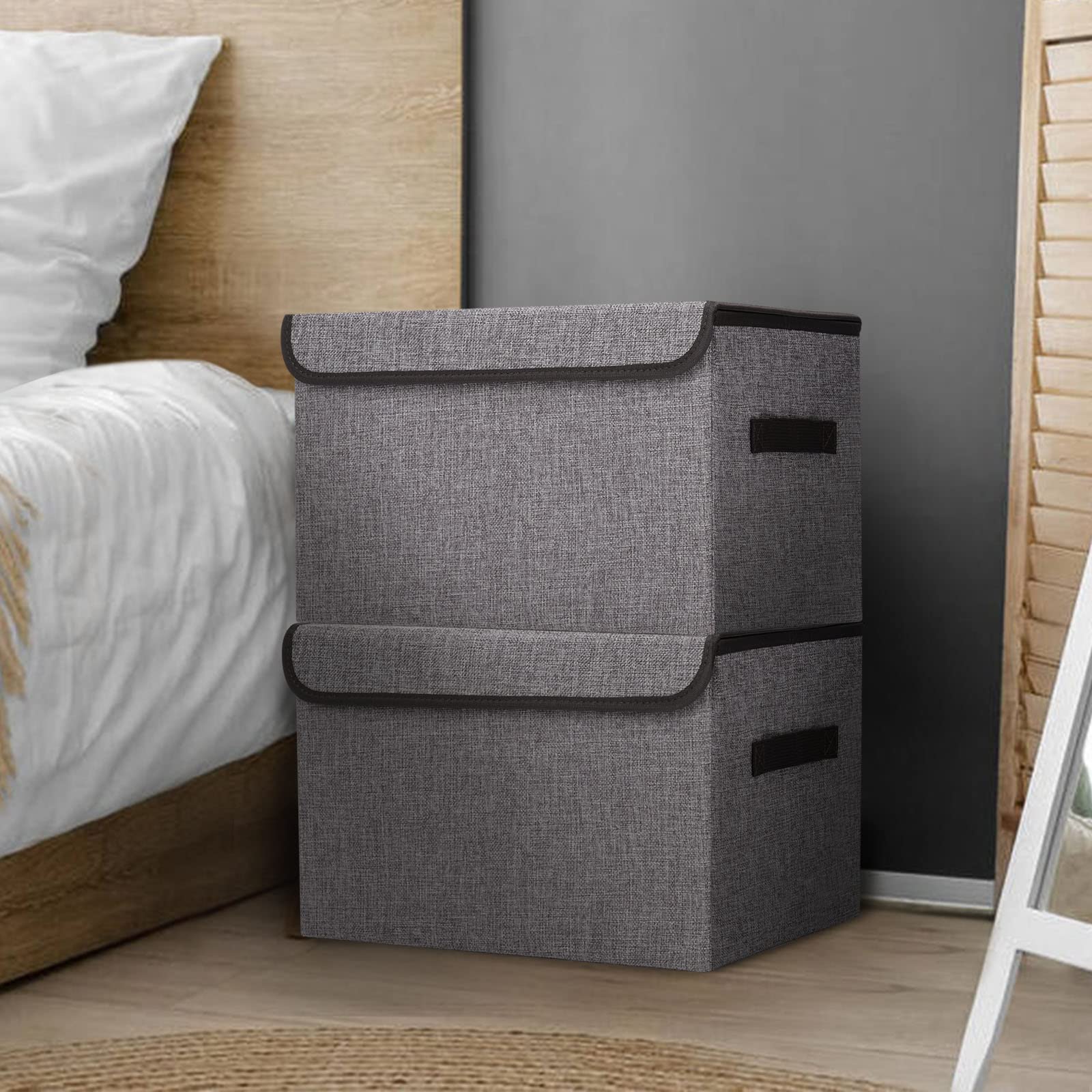 Bagnizer bins styled in bedroom showing tidy, coordinated home organization
