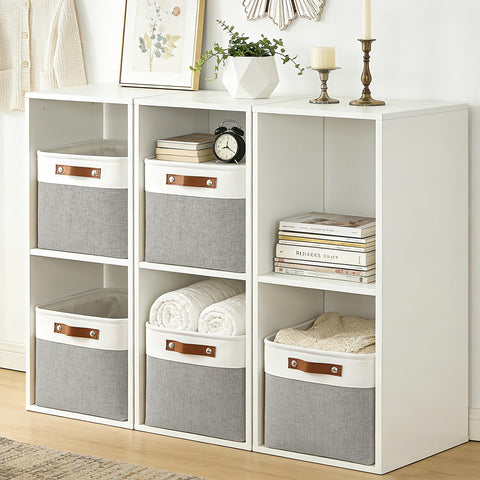 Bagnizer baskets on shelf organizing closet with tidy look