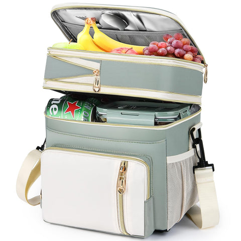 BAGNN front view of lunch box showing stylish olive green and white, protects meals