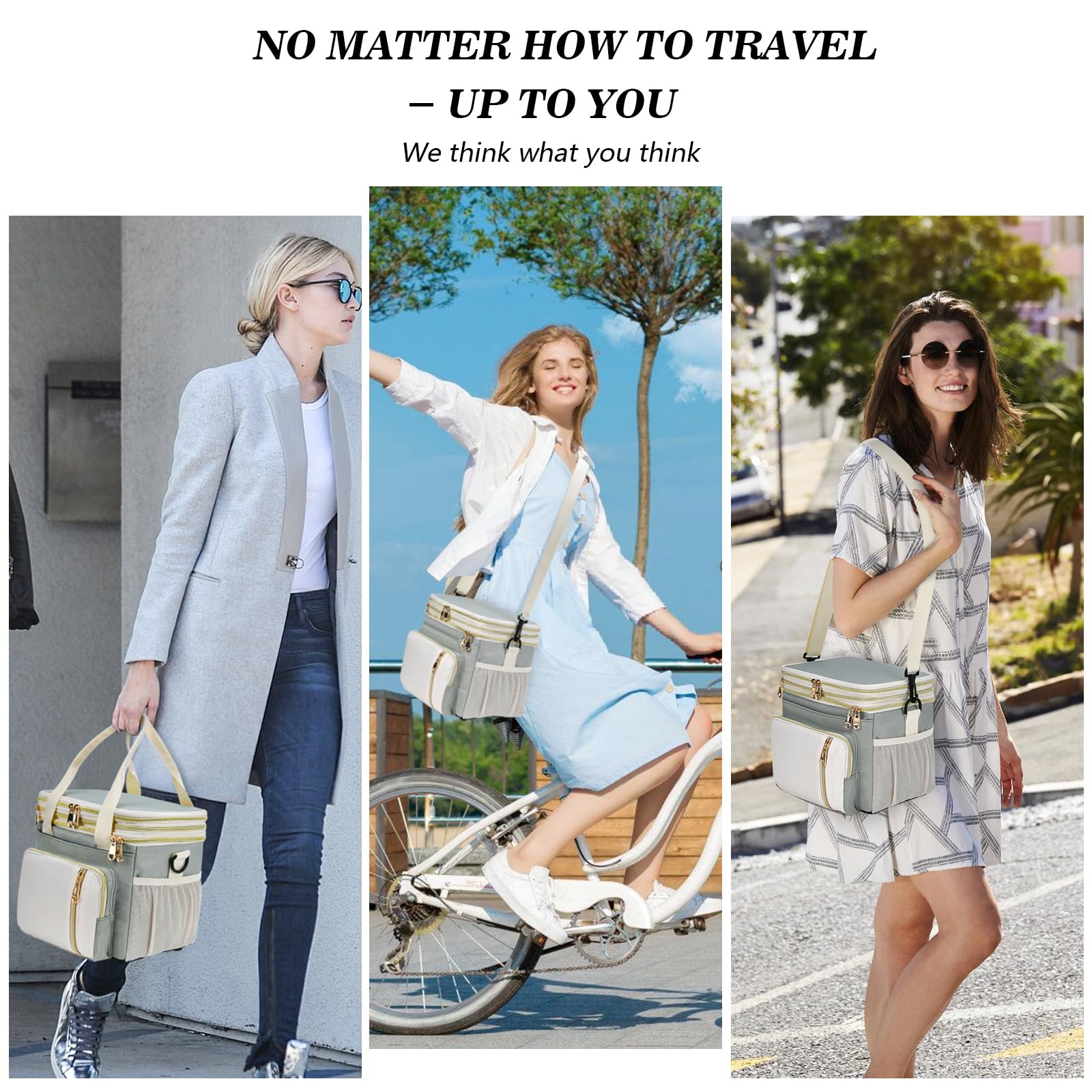BAGNN tote in a commute setting with containers inside, convenient for work travel