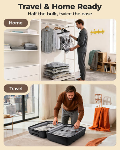 BAGSMART size comparison with hand to show bag scale and capacity