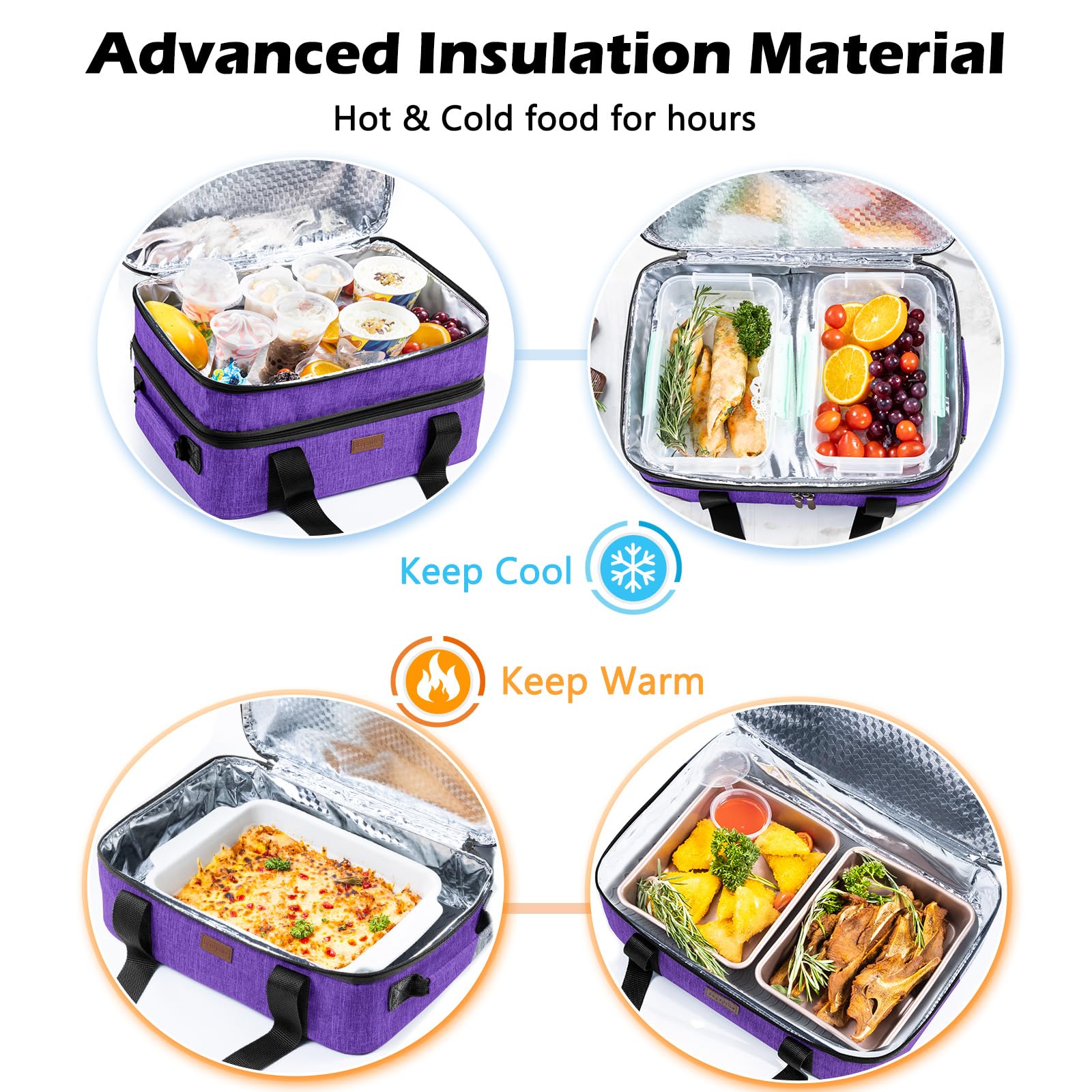 BAGSPRITE expanded top holding two 9x13 dishes to double carrying capacity