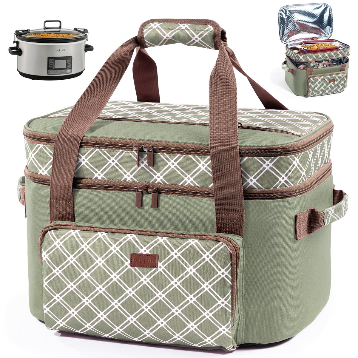 BAGSPRITE front view closed showing sleek insulated carrier and easy transport benefit