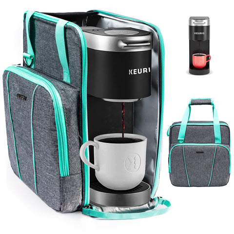 BAGSPRITE front view with Keurig K-Mini showing secure fit and portability