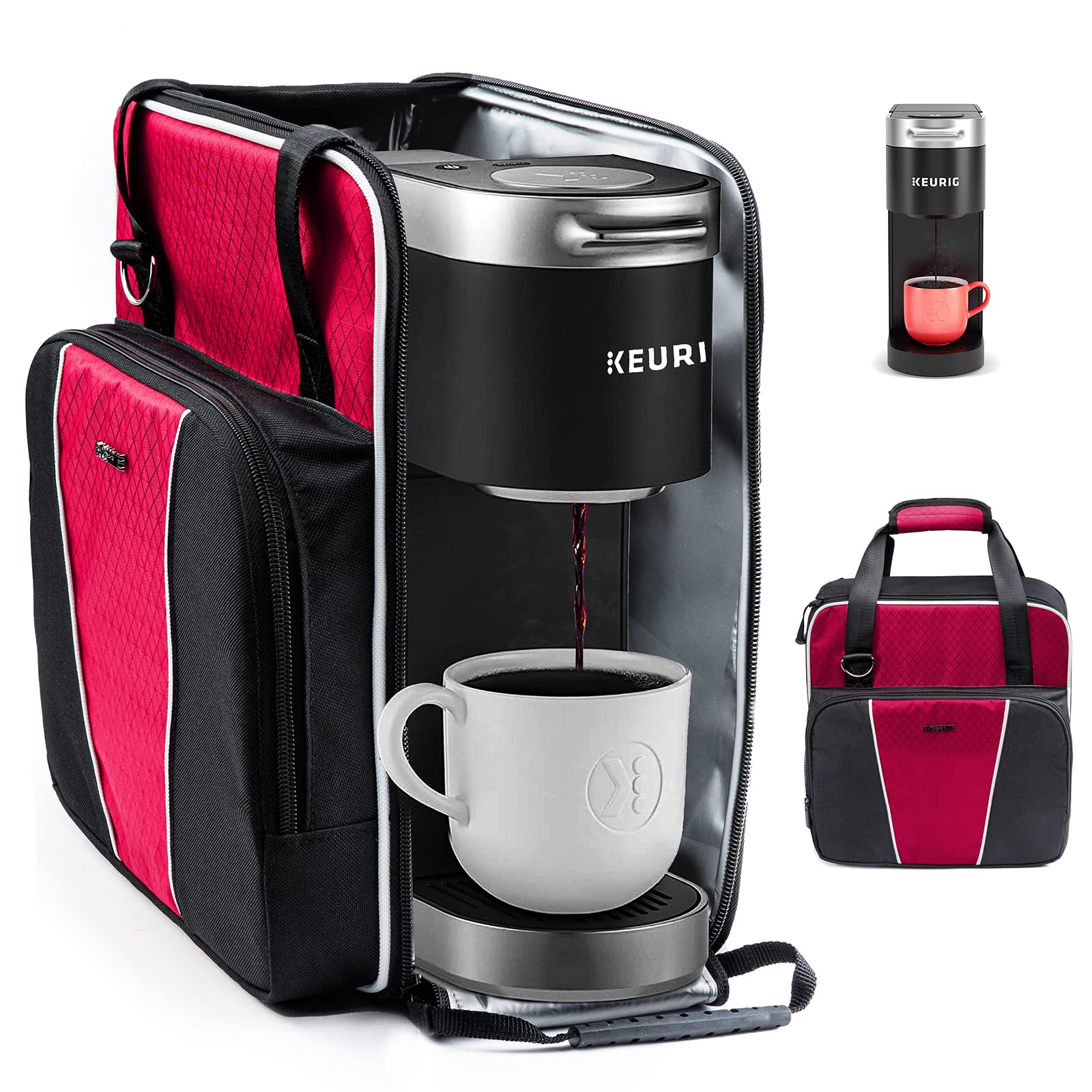 BAGSPRITE front view with Keurig showing secure fit and protection
