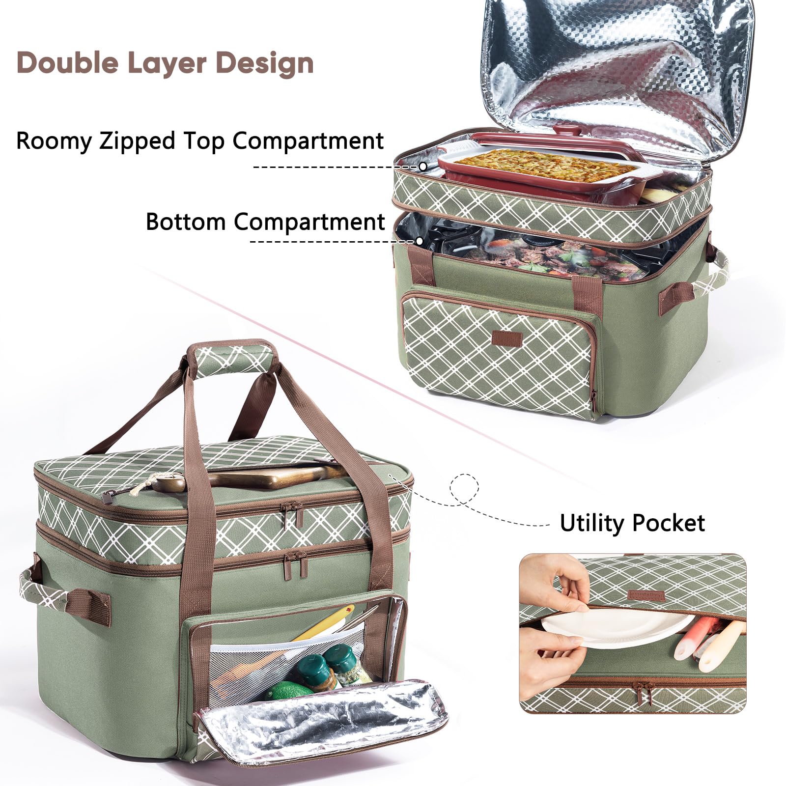 BAGSPRITE open top with oval slow cooker inside for secure loading and spill prevention