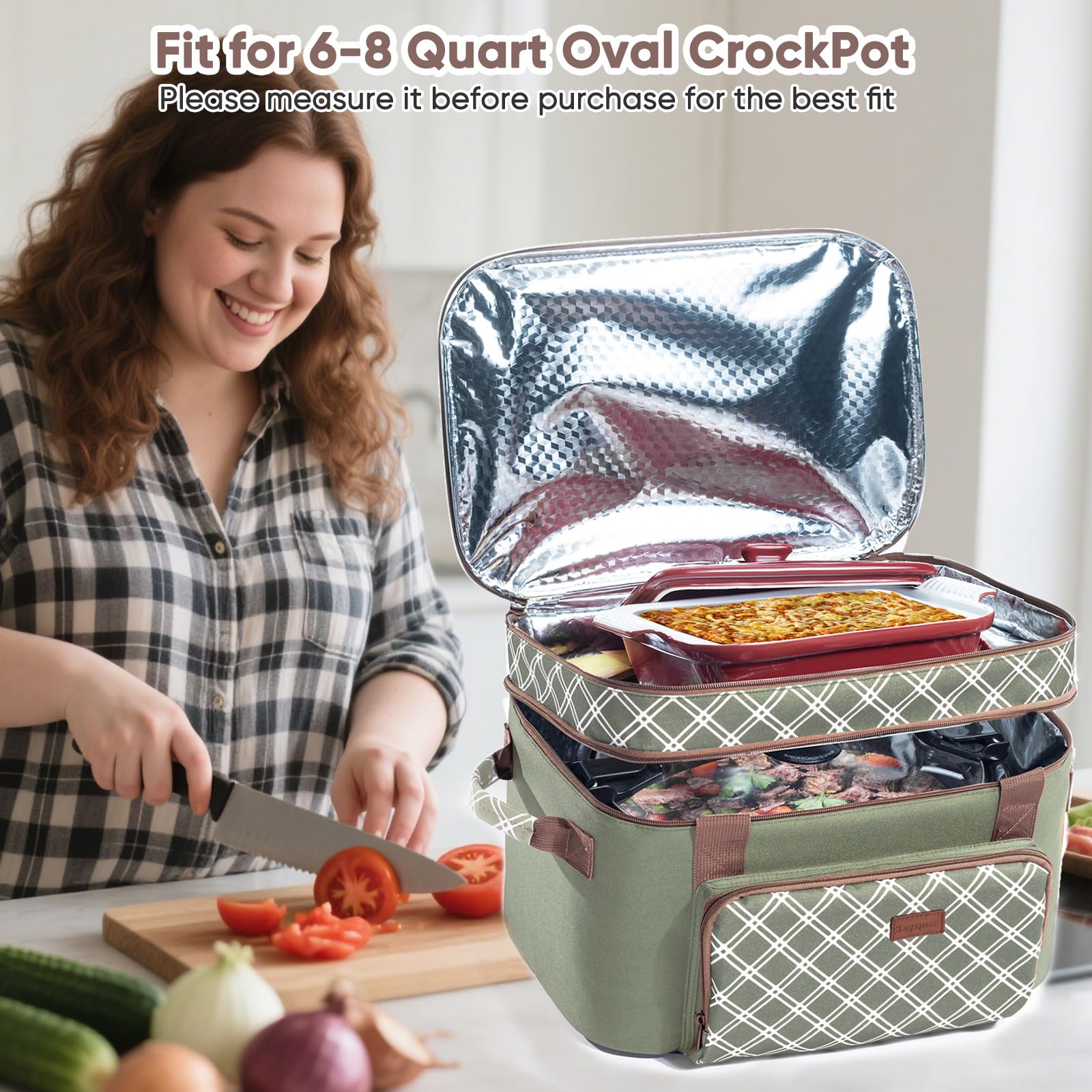 BAGSPRITE exterior side pocket holding utensils and napkins for organized serving