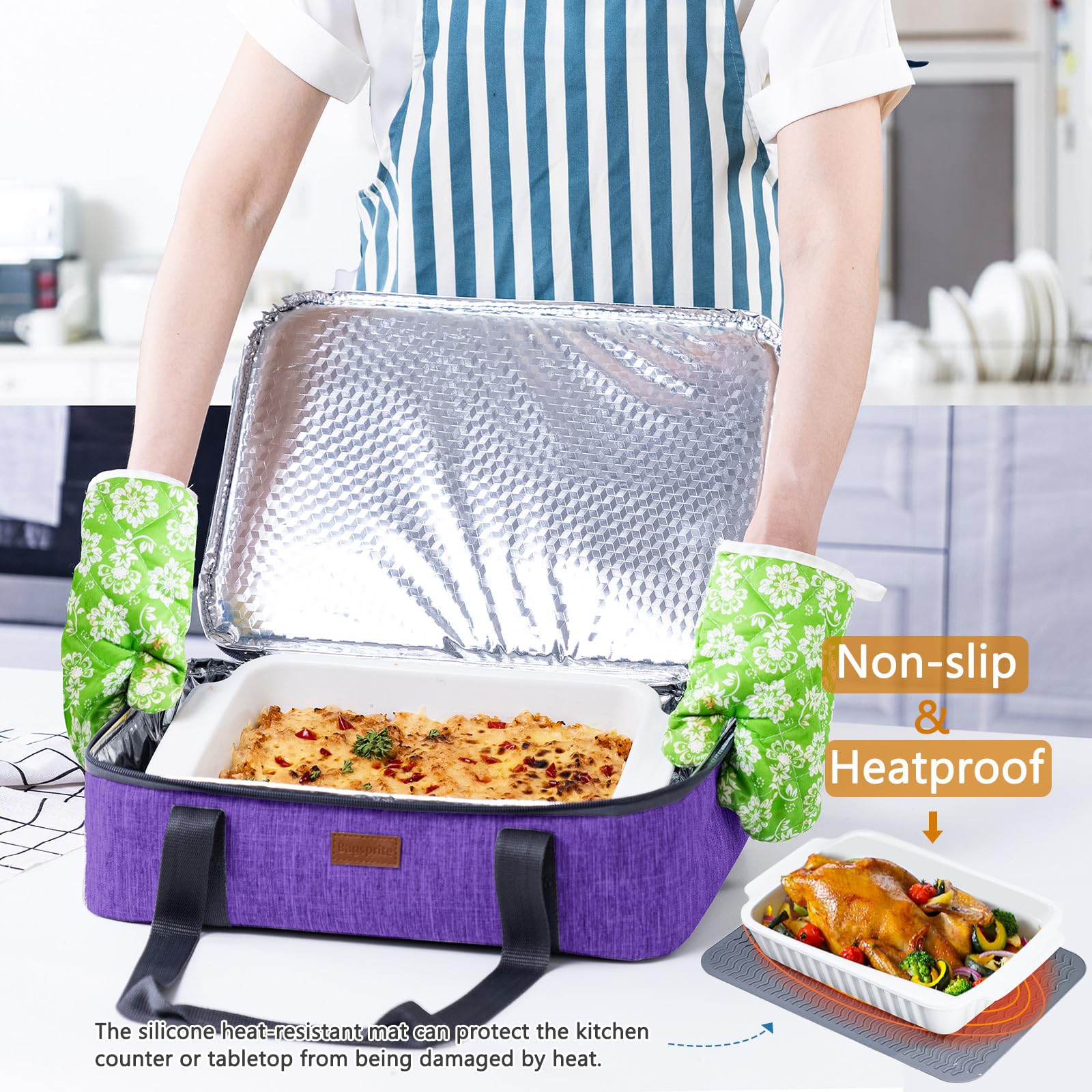 BAGSPRITE next to a 9x13 baking dish showing accurate size and fit