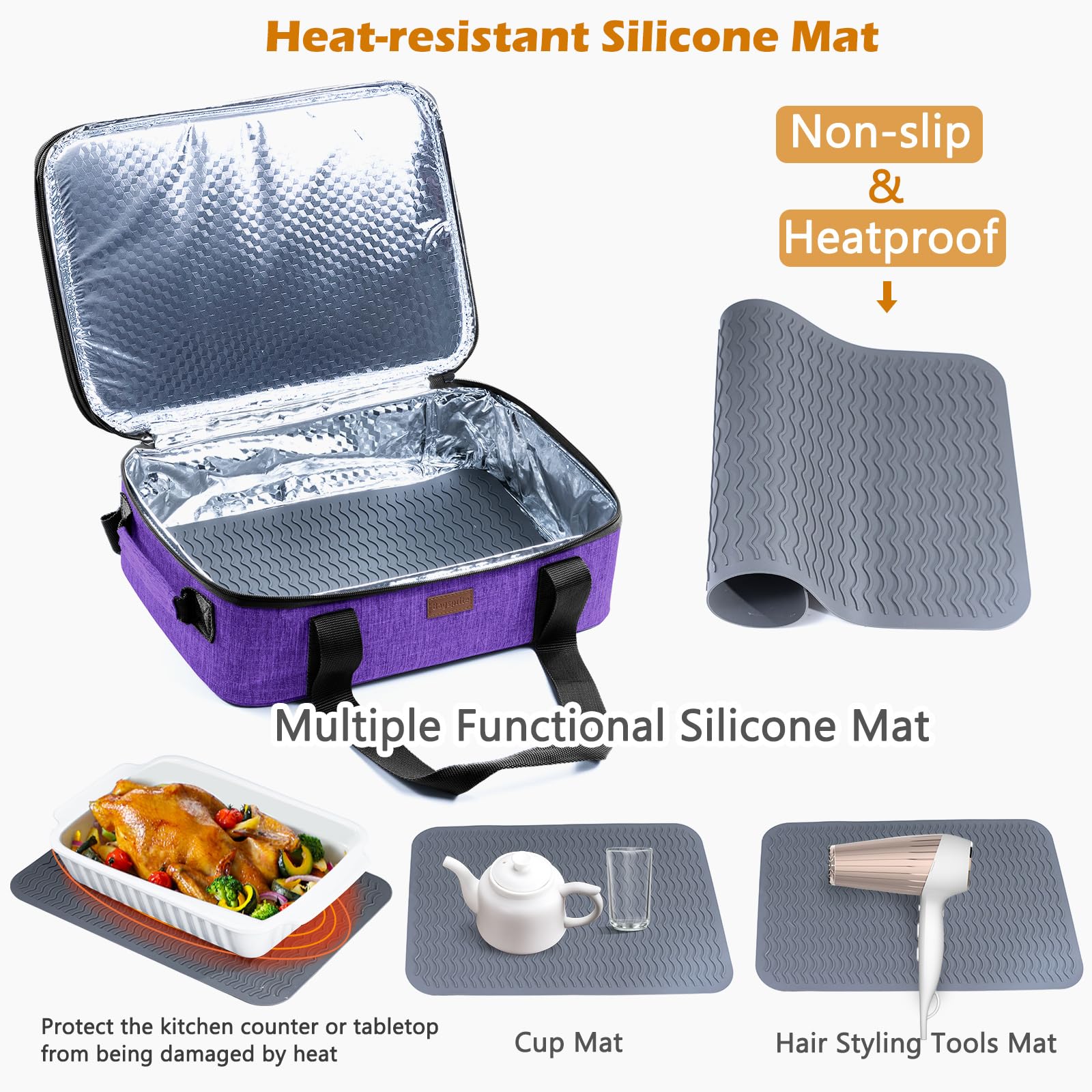 BAGSPRITE zippered utility pocket with plates and oven mitts for organized transport