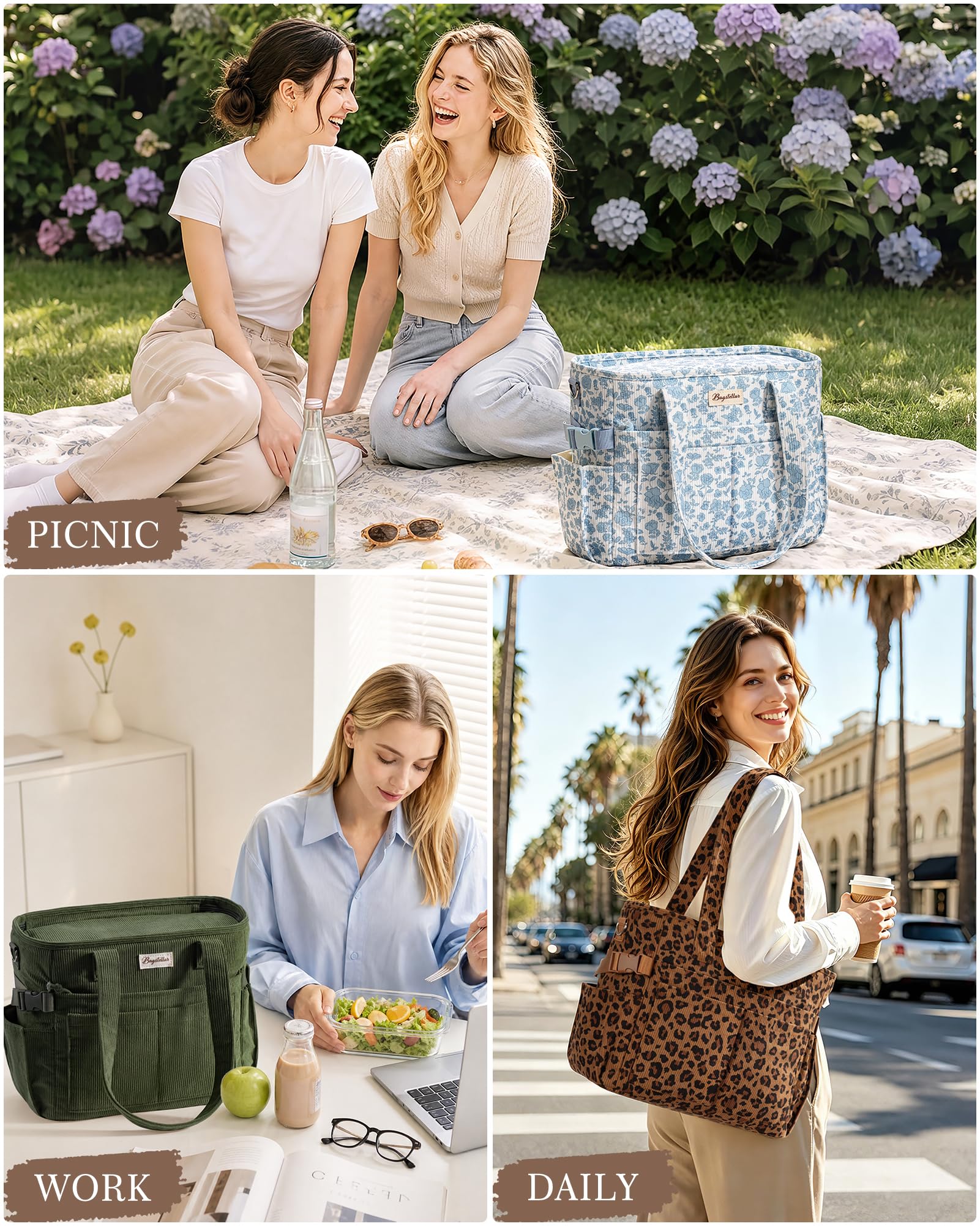 Bagstellar front pocket and organized contents revealing multiple compartments for neat packing