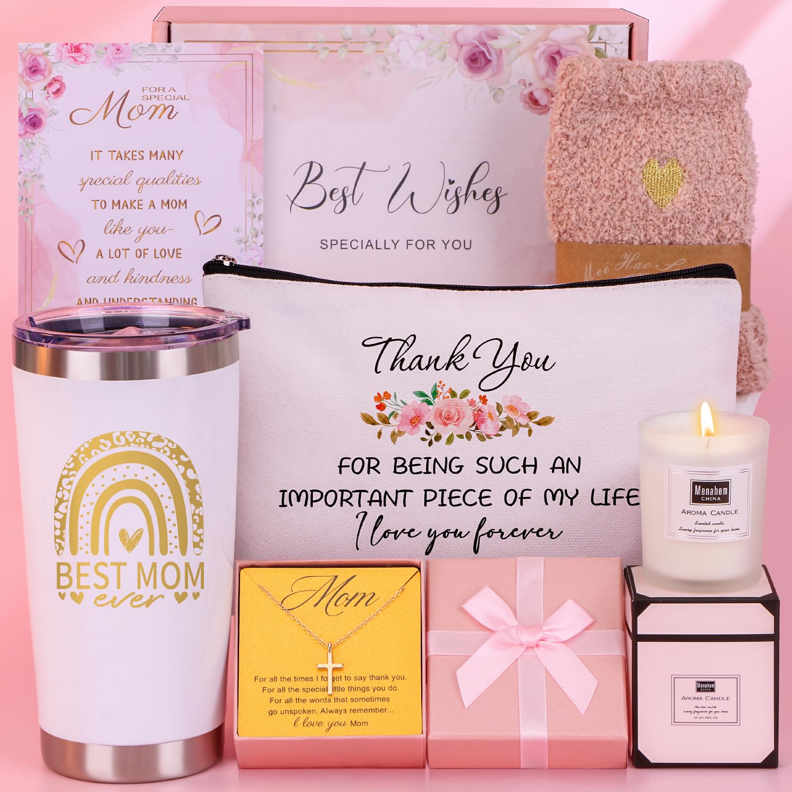 BaiCai pink gift box front showing ready-to-gift packaging and premium presentation