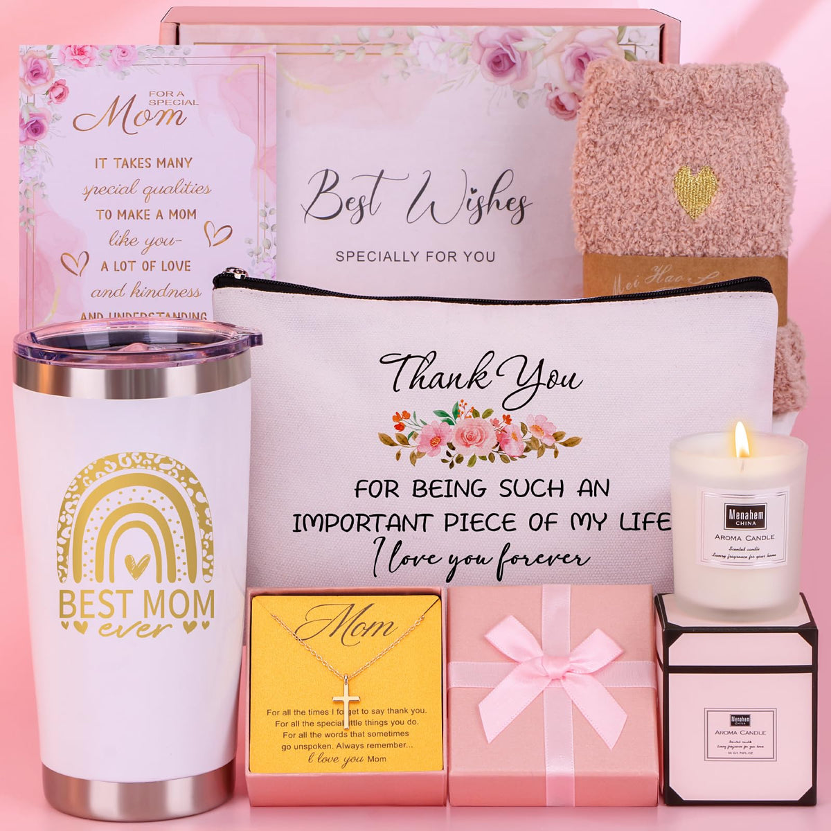 BaiCai pink gift box front showing ready-to-gift packaging and premium presentation