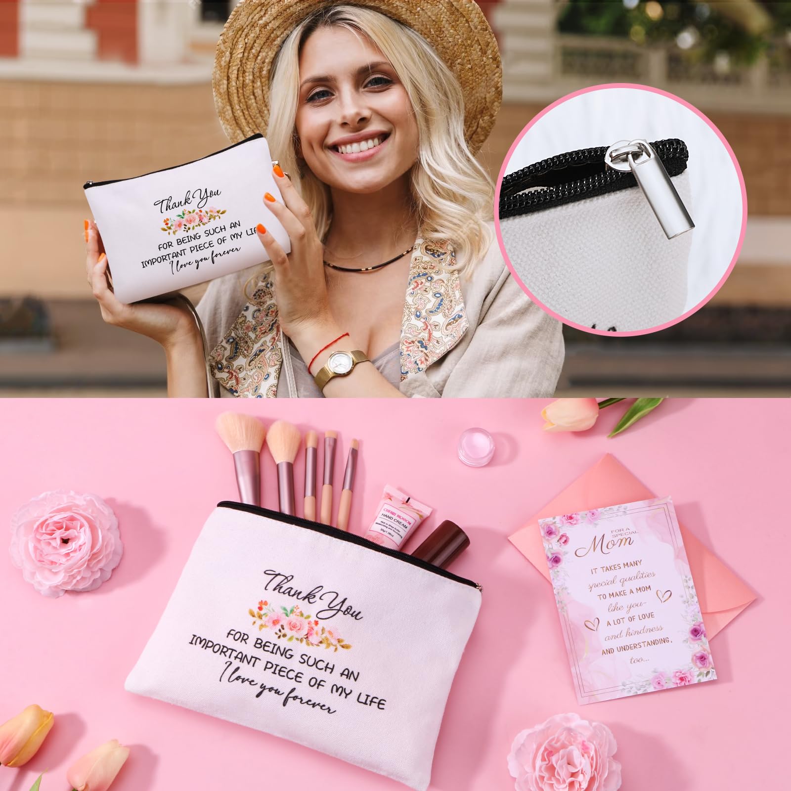BaiCai makeup bag opened with items, organizing essentials for travel convenience