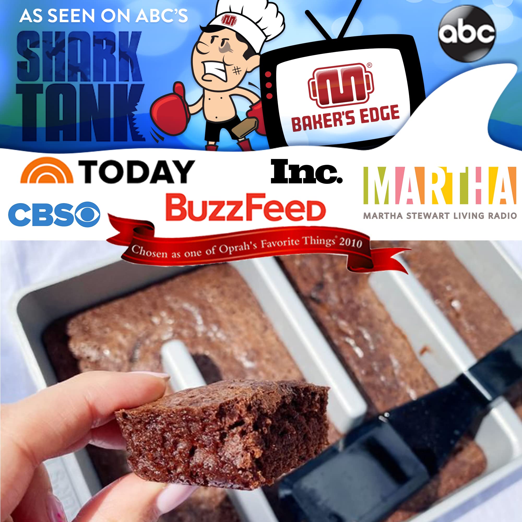 Baker's Edge photo of brownies with extra crispy edges highlighting texture advantage