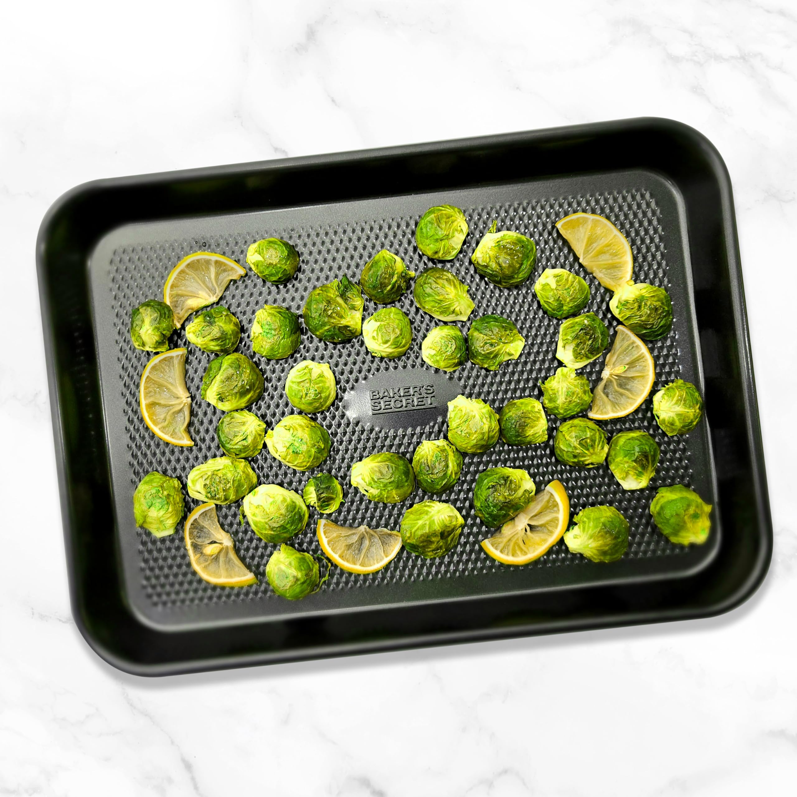 Baker's Secret product label close-up highlighting safe nonstick