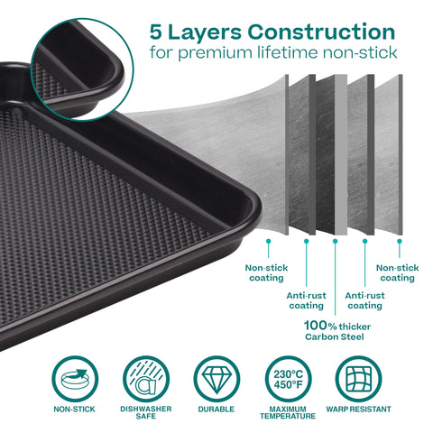 Baker's Secret three baking sheets stacked saving storage space