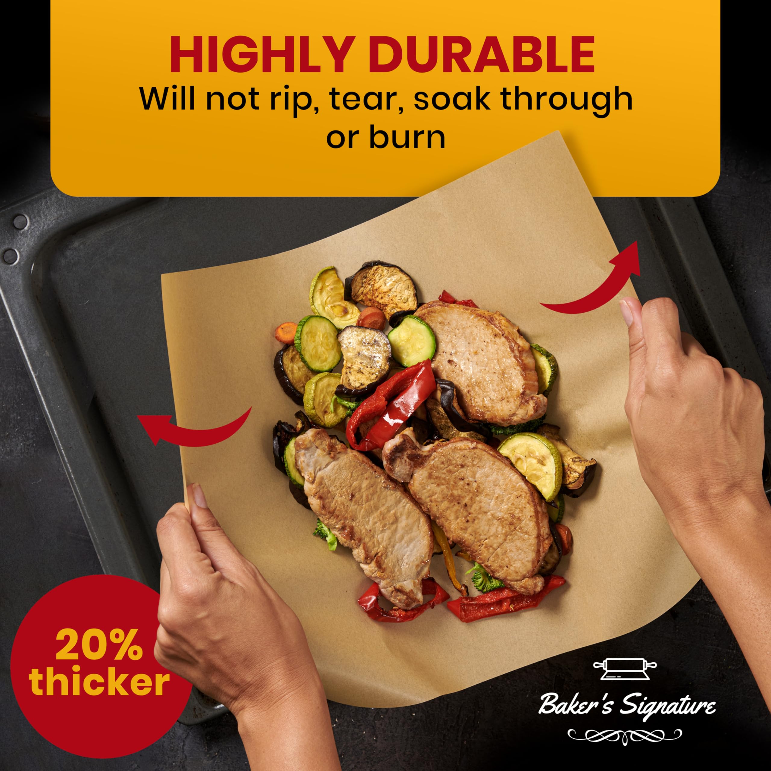 bakers signature heat-rating label showing 450°F resistance reassurance