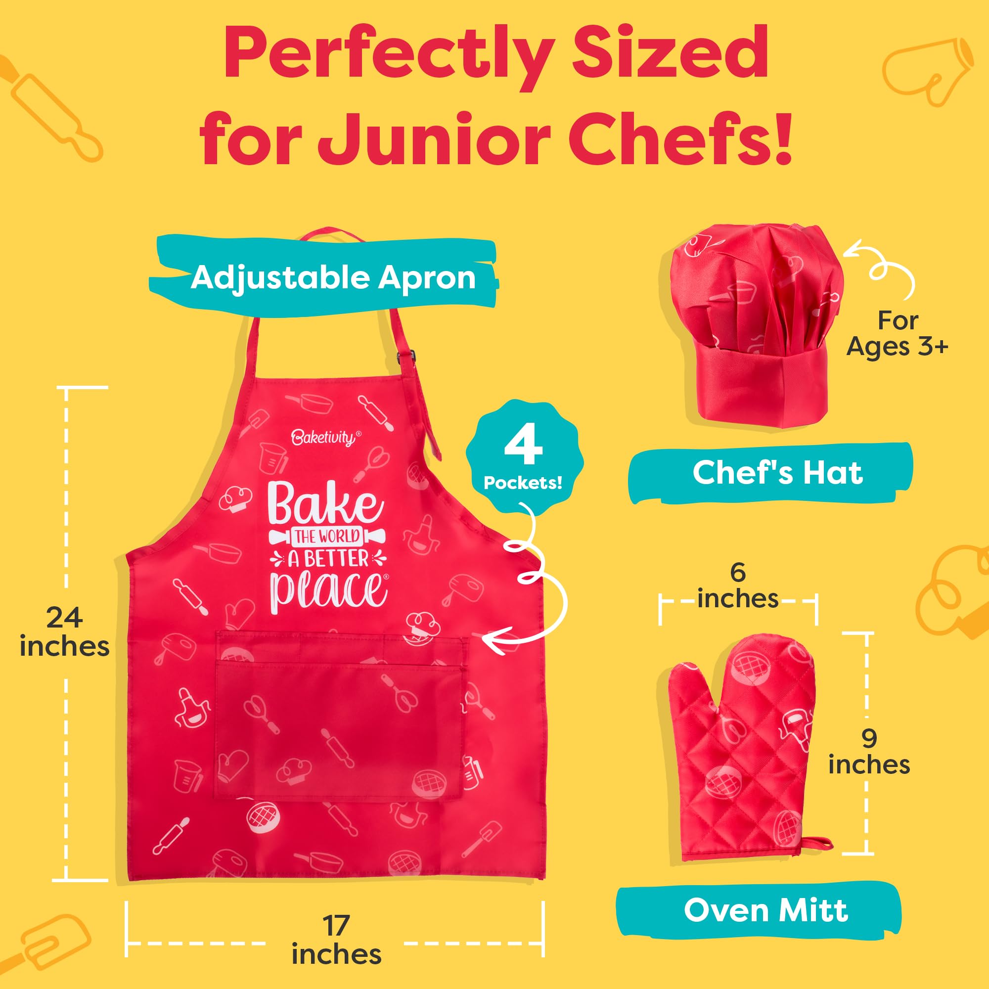 Baketivity chef hat adjustment close-up showing elastic and secure, comfortable fit