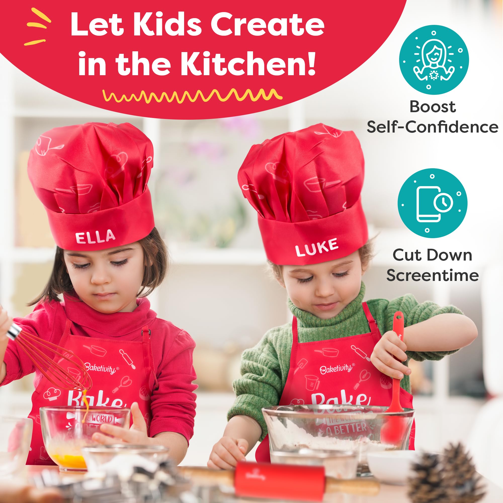 Baketivity iron-on letters spread out for personalization, boosting ownership and pride
