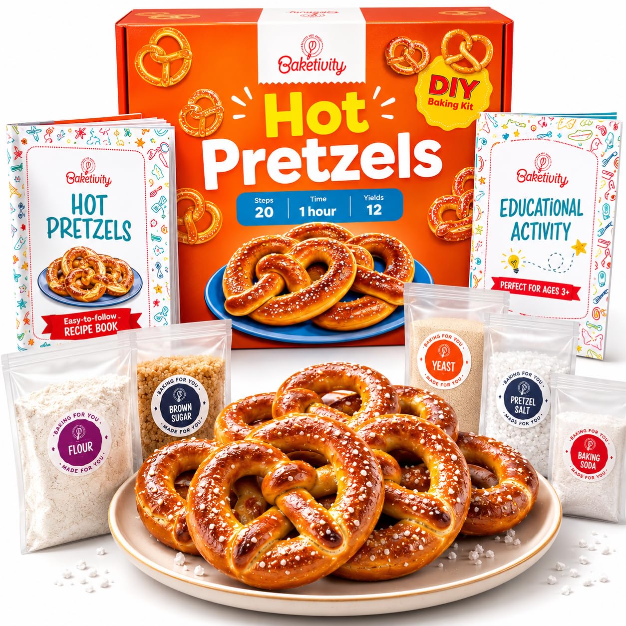 Baketivity front packaging showing kit and family-friendly design, encourages easy baking