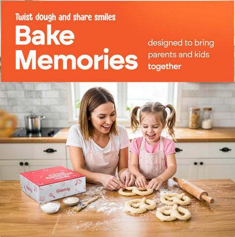 Baketivity kit next to child’s hand for size, clarifies portion and serving scale