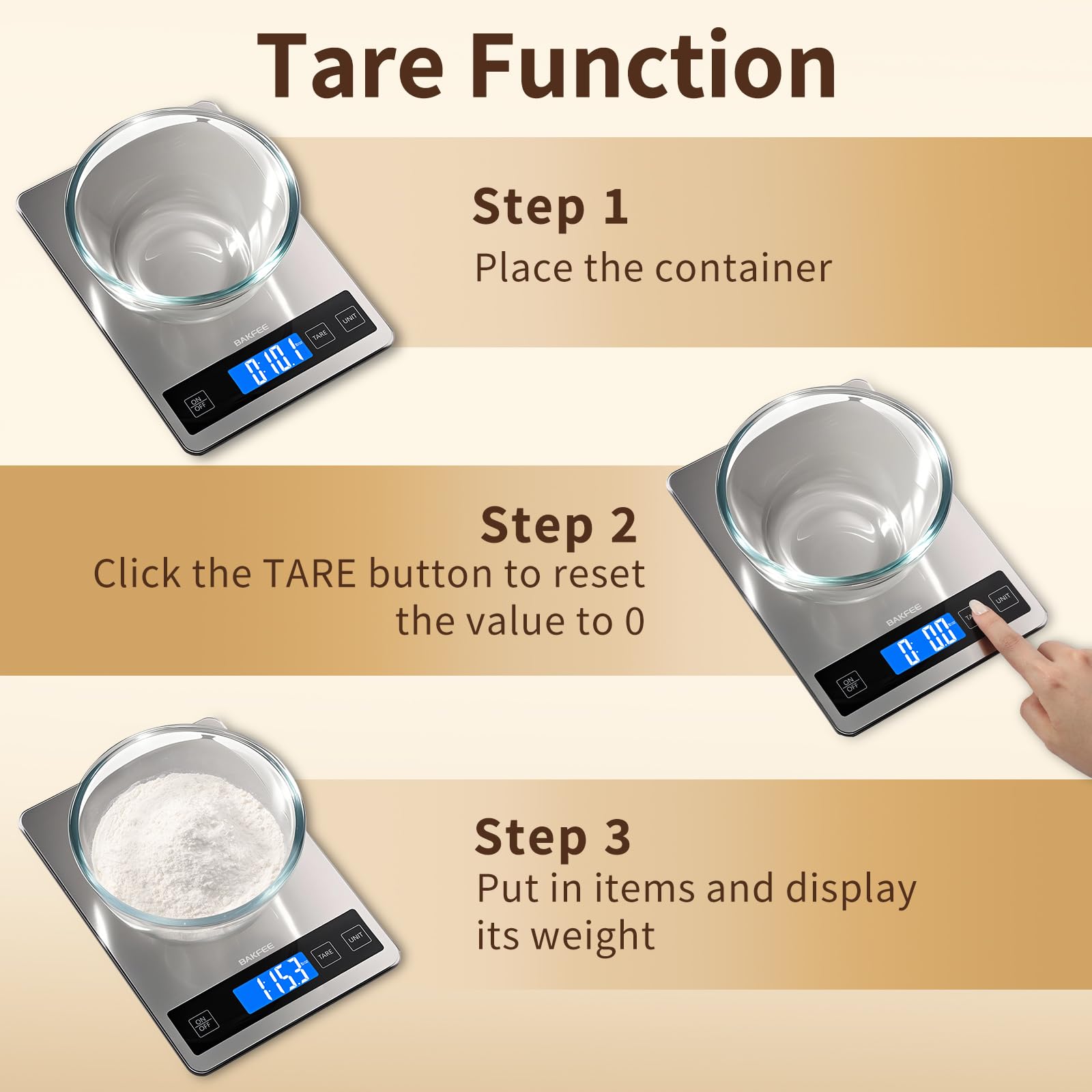 BakFee scale next to utensils to show size and scale for quick kitchen reference and portability
