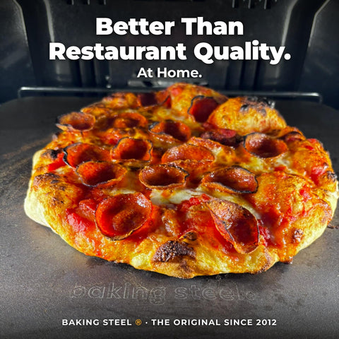 Baking Steel pre-seasoned surface texture close-up for immediate ready-to-cook benefit