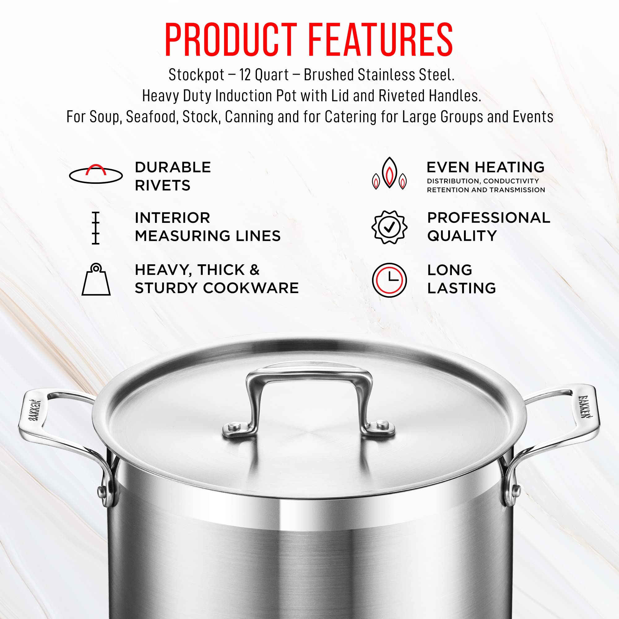 Bakken- Swiss stockpot in oven demonstrating oven-safe performance up to 500°F benefit