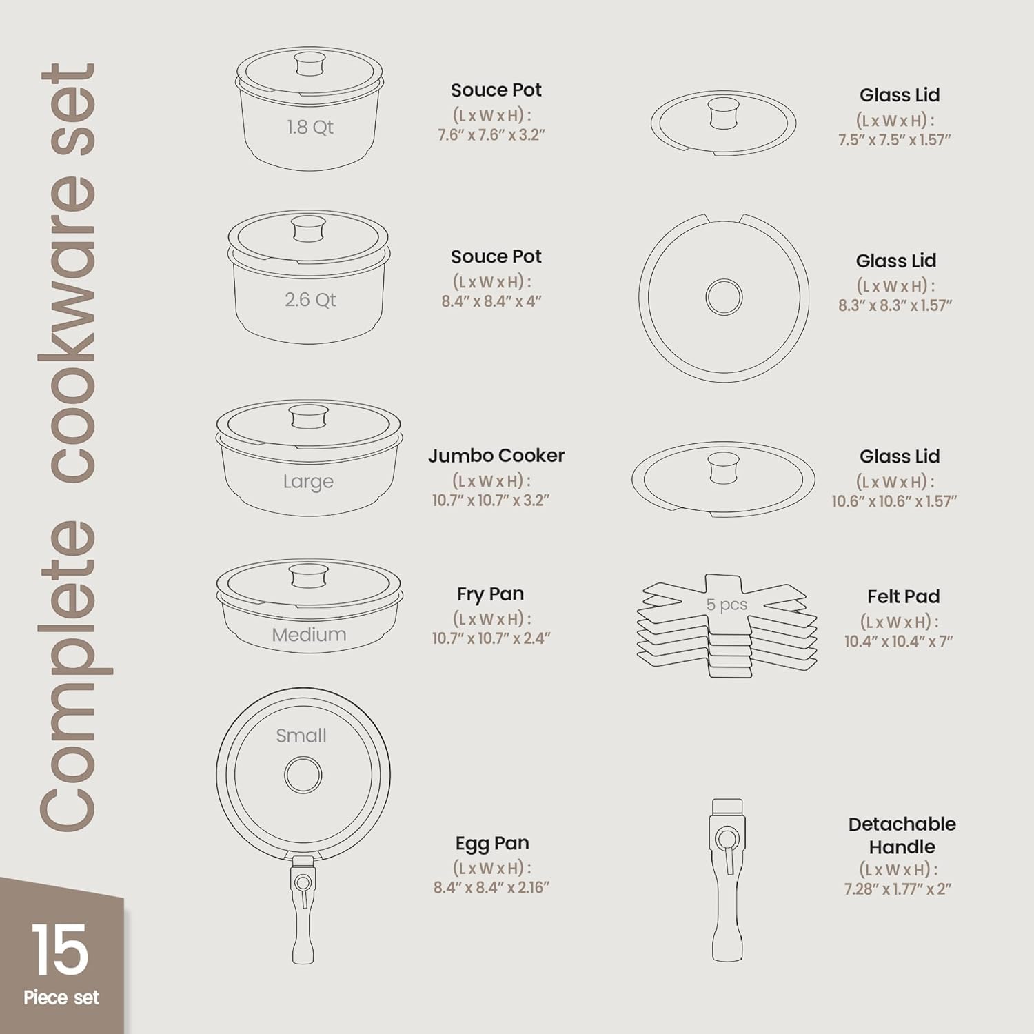 BAKKENMASTER stacked pots and pans saving cabinet space for neat storage