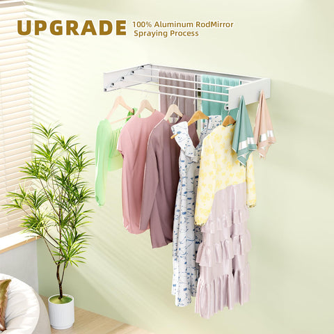 BAKON rack folded flat against wall demonstrating space-saving benefit