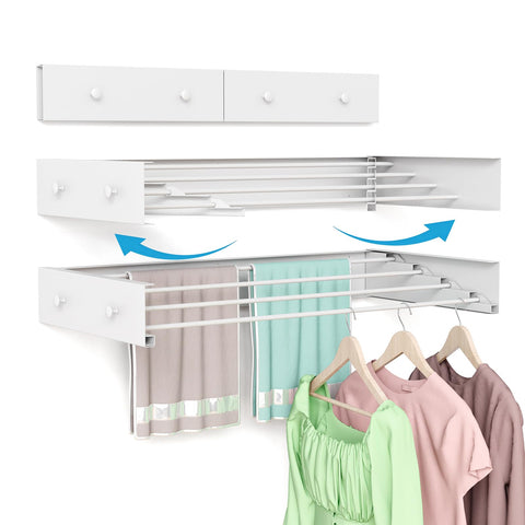 BAKON front view of wall-mounted drying rack showing compact design and benefit