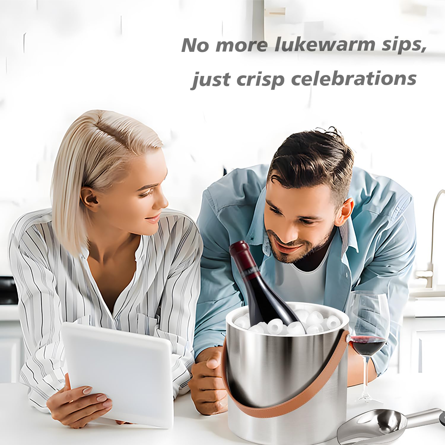 Bakpoco ice bucket in use on bar showing party-ready presentation and practical service benefit