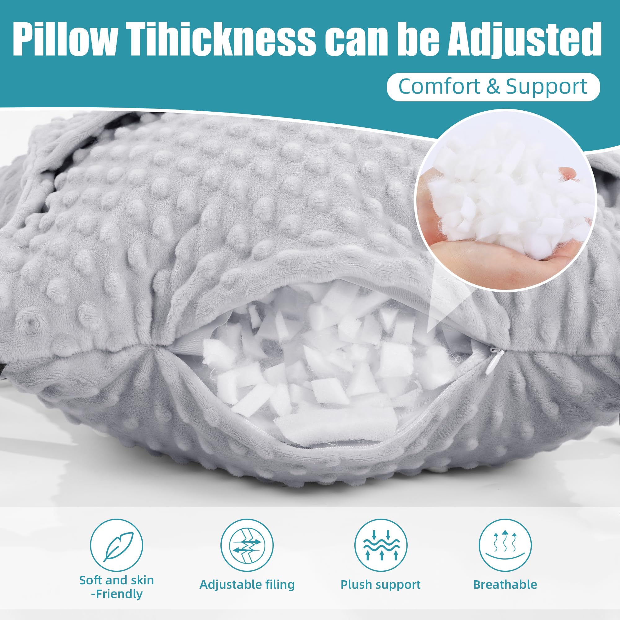BALAPET abdominal chest pillow detail showing pocket that secures hot or cold packs for soothing therapy