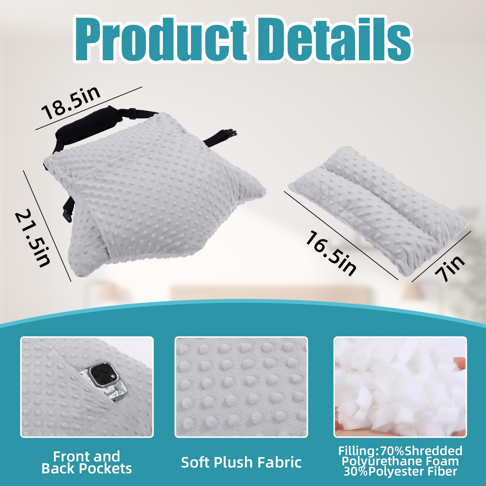 BALAPET lap pillow close-up showing contoured shape and shredded memory foam for pressure relief