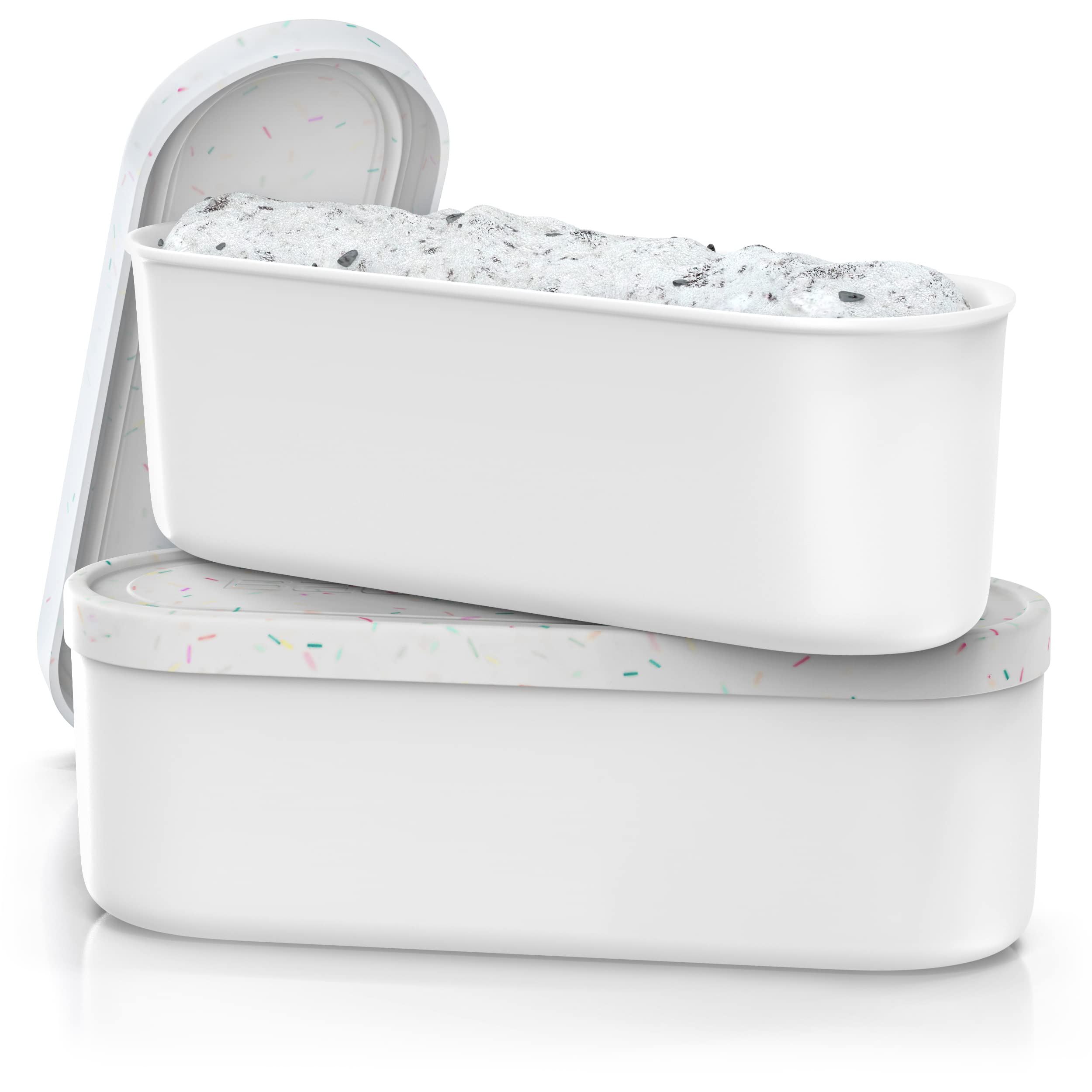 BALCI front view white tubs with sprinkles pattern showing stylish storage