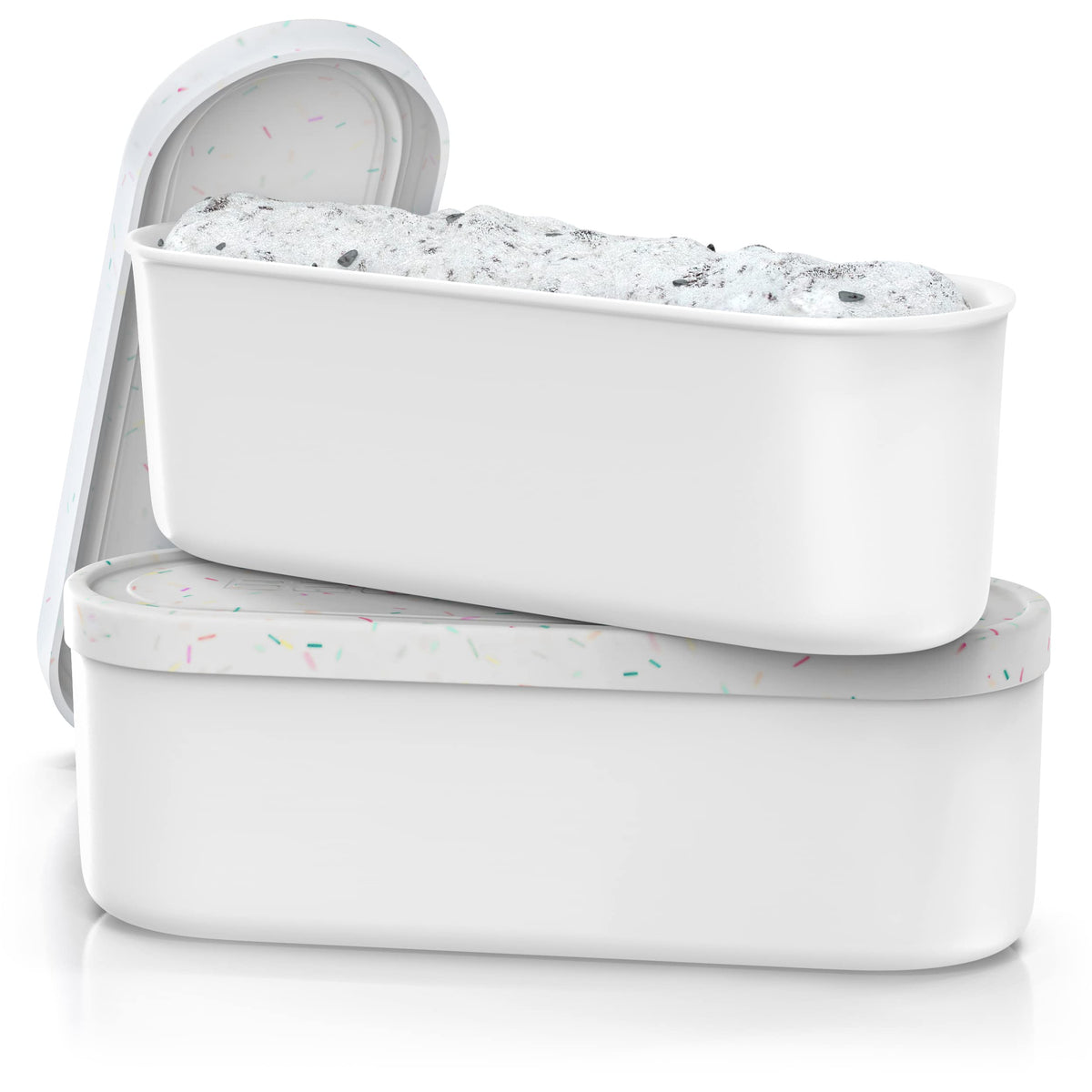 BALCI front view white tubs with sprinkles pattern showing stylish storage