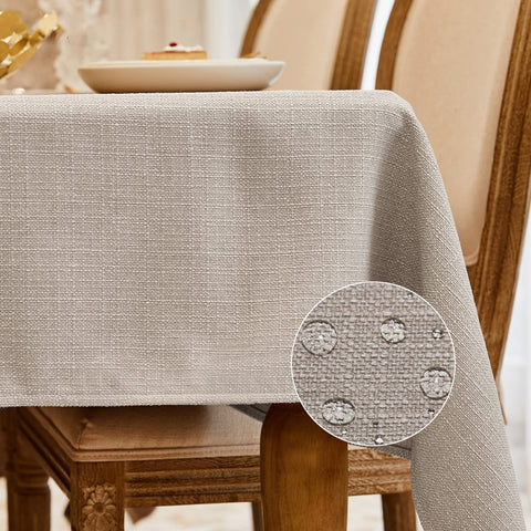 BALCONY & FALCON front view flatlay showing full beige tablecloth and neat finish