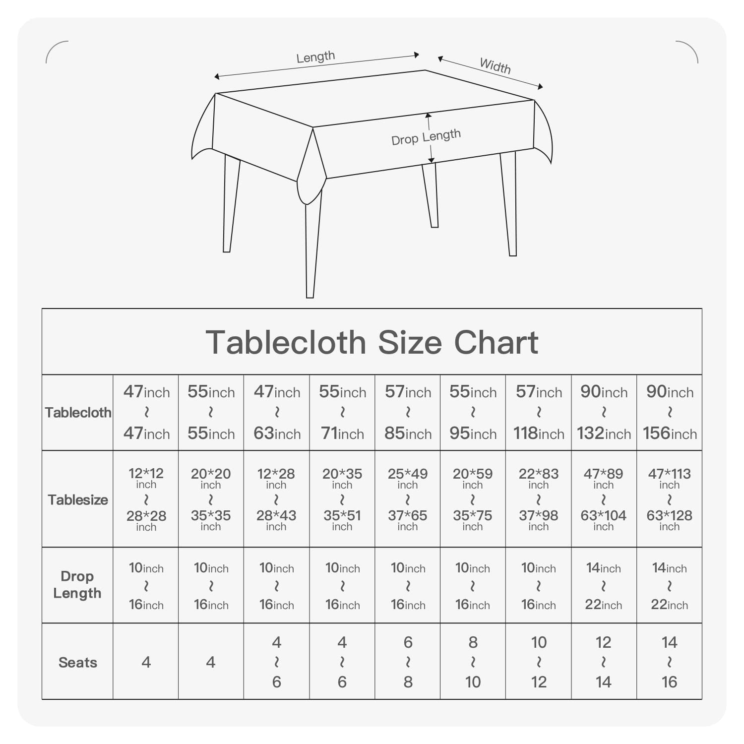 BALCONY & FALCON scale photo with chairs to show 95x55 inch fit and table coverage