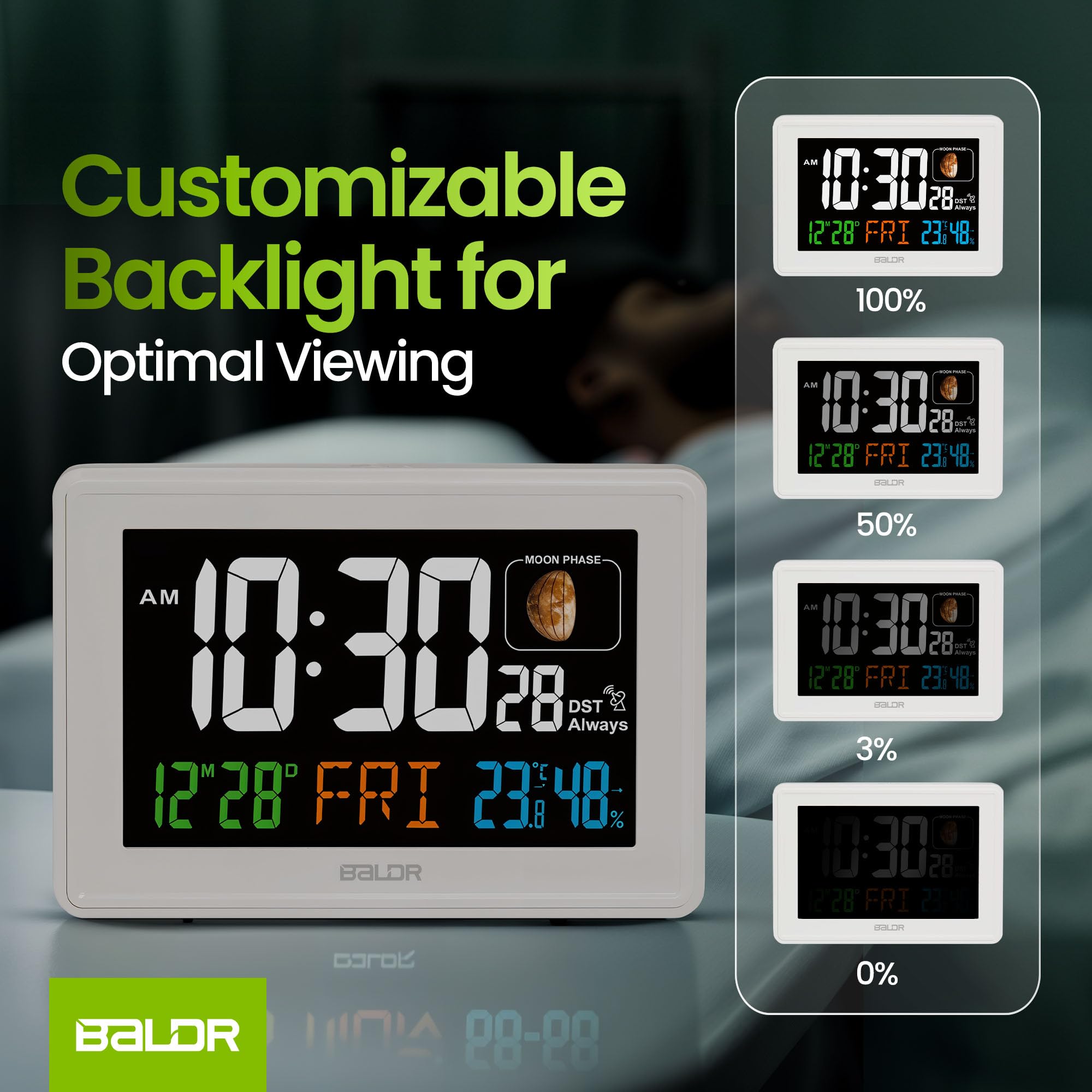 Baldr close-up of screen detail highlighting clear color readout benefits