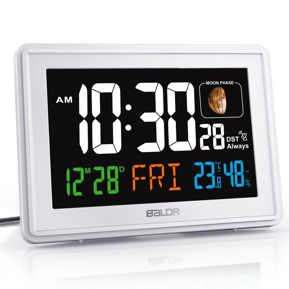 Baldr front display showing large time and date for easy reading